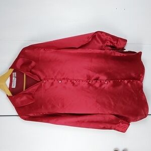 Diane Von Furstenberg Womens Red Satin Sleep Shirt Pajama Soft silky Sz.M